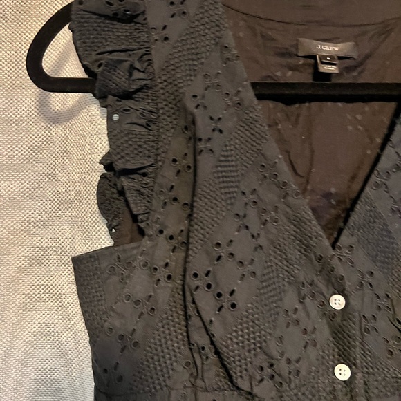 J. Crew Ruffle Sleeve Eyelet Black Dress - Picture 6 of 7